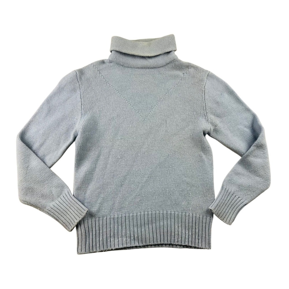 Vintage Bogner Sweater Blue M 100% New Wool Hong Kong Made Turtleneck Ribbed Ski